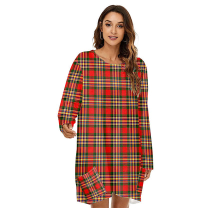 MacGill Modern Tartan Plaid Loose Crew Neck Dress