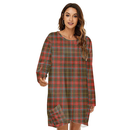 MacKintosh Hunting Weathered Tartan Plaid Loose Crew Neck Dress