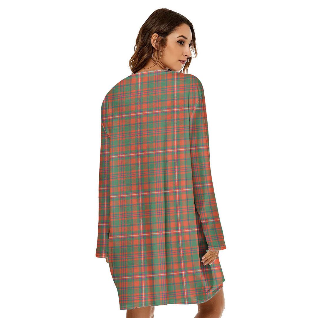 MacKinnon Ancient Tartan Plaid Loose Crew Neck Dress