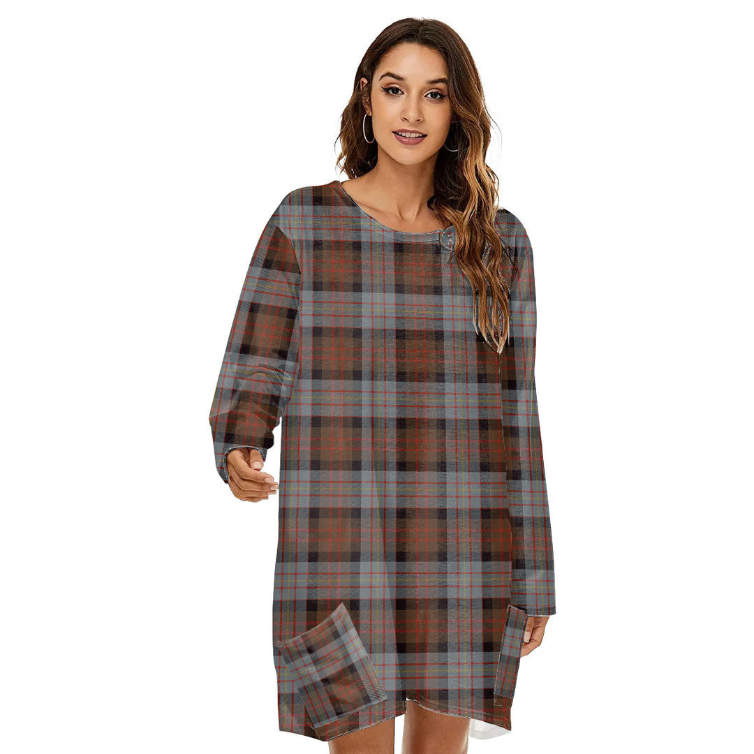 Cameron of Erracht Weathered Tartan Plaid Loose Crew Neck Dress