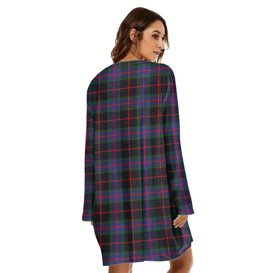 Nairn Tartan Plaid Loose Crew Neck Dress