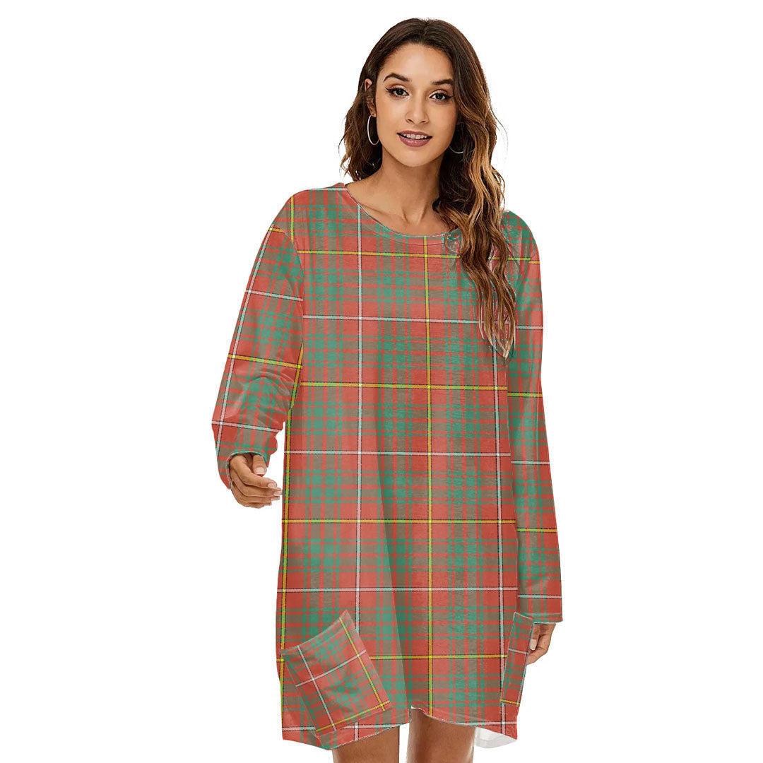 Bruce Ancient Tartan Plaid Loose Crew Neck Dress