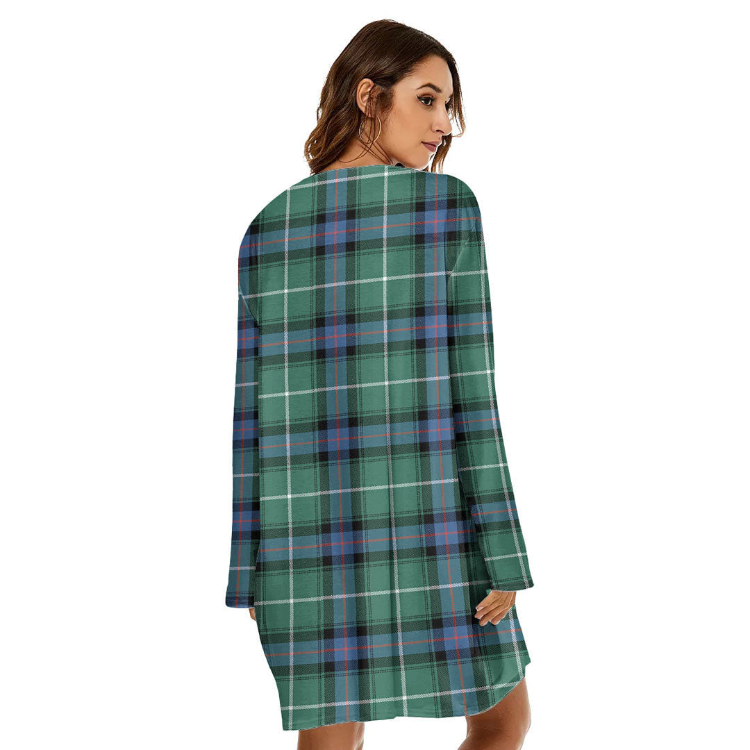 MacDonald of the Isles Hunting Ancient Tartan Plaid Loose Crew Neck Dress