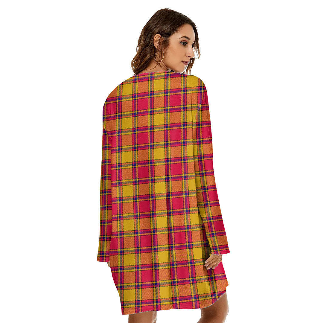 Scrymgeour Tartan Plaid Loose Crew Neck Dress