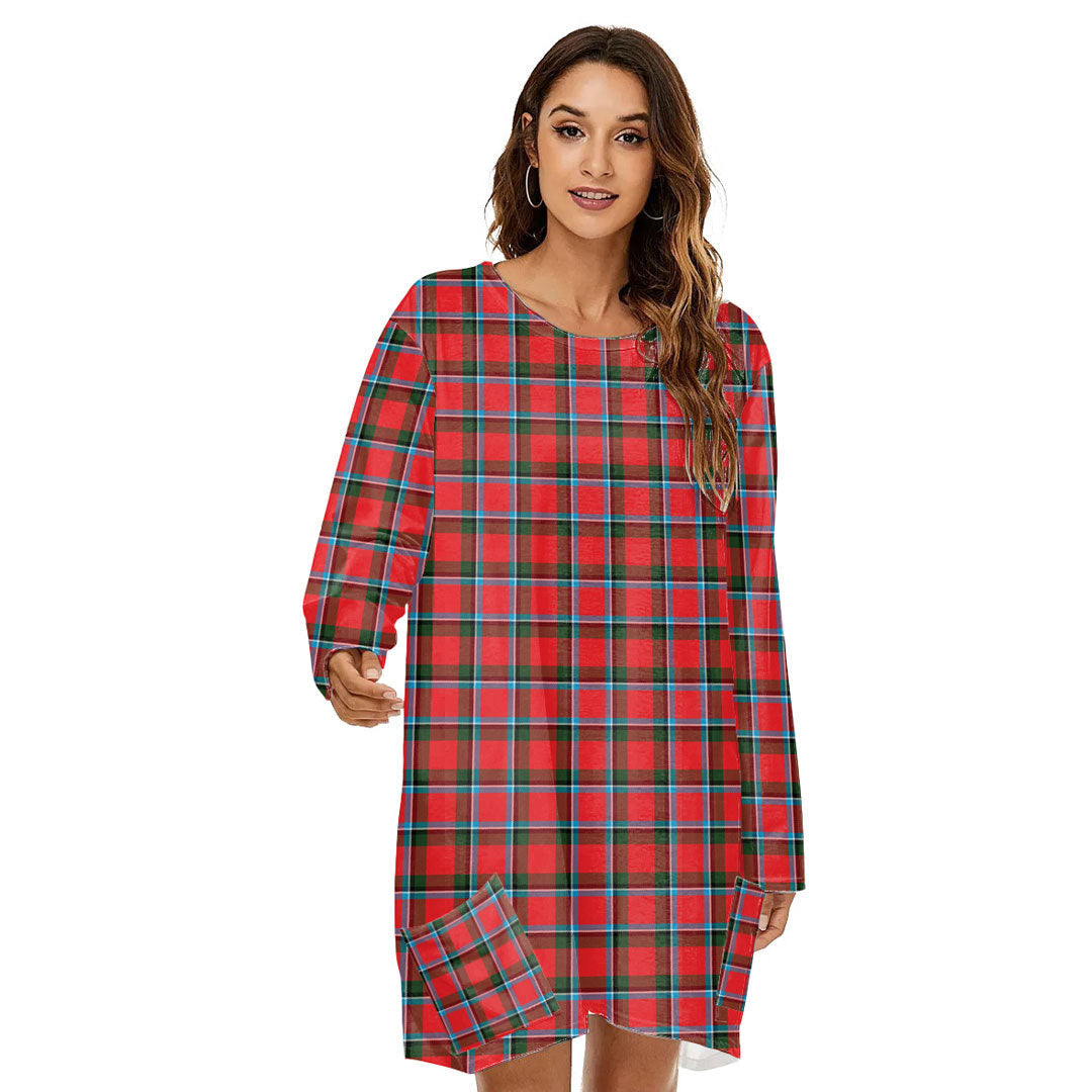 Sinclair Modern Tartan Plaid Loose Crew Neck Dress