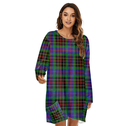 Brodie Hunting Modern Tartan Plaid Loose Crew Neck Dress