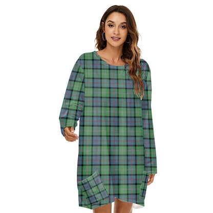 MacThomas Ancient Tartan Plaid Loose Crew Neck Dress