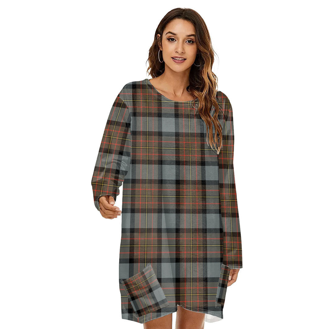 MacLaren Weathered Tartan Plaid Loose Crew Neck Dress