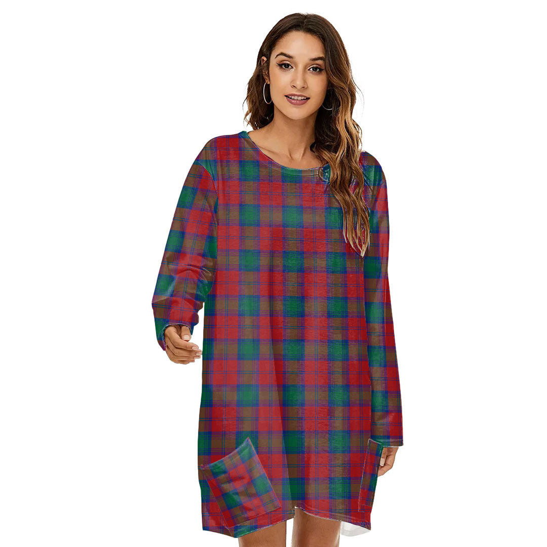 Lindsay Modern Tartan Plaid Loose Crew Neck Dress