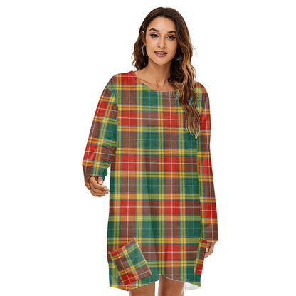 Buchanan Old Sett Tartan Plaid Loose Crew Neck Dress