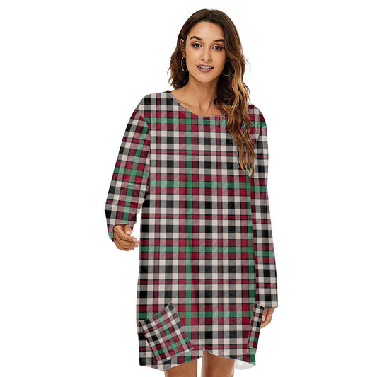 Borthwick Dress Ancient Tartan Plaid Loose Crew Neck Dress