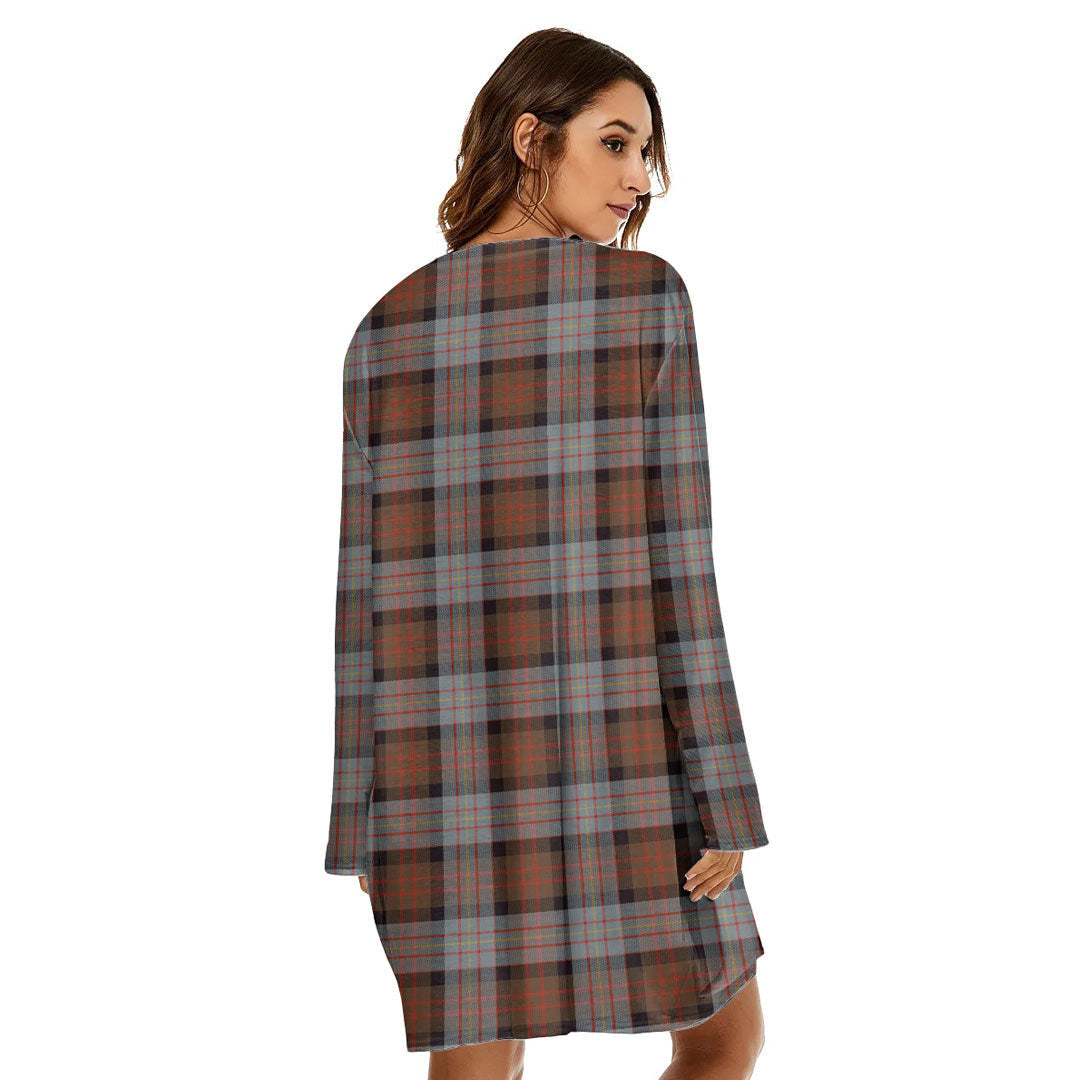 Cameron of Erracht Weathered Tartan Plaid Loose Crew Neck Dress