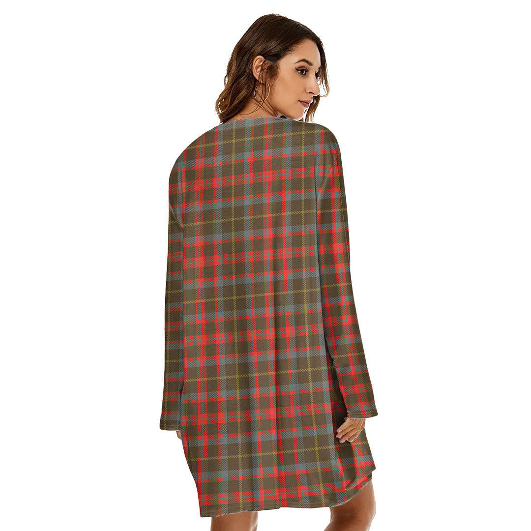 MacKintosh Hunting Weathered Tartan Plaid Loose Crew Neck Dress