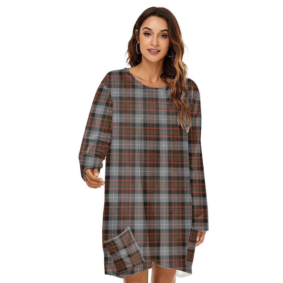 MacRae Hunting Weathered Tartan Plaid Loose Crew Neck Dress