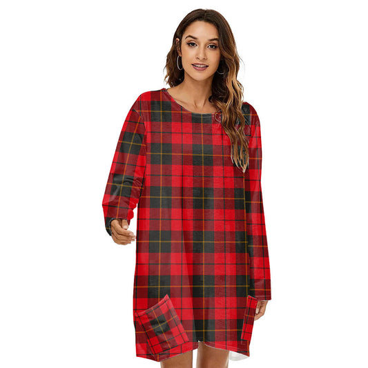 Wallace Weathered Tartan Plaid Loose Crew Neck Dress