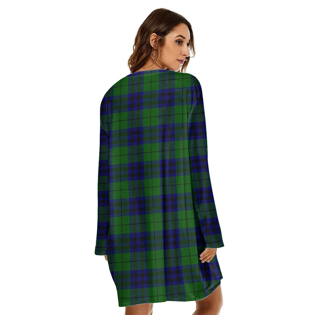 Keith Modern Tartan Plaid Loose Crew Neck Dress