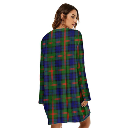 Dundas Modern 02 Tartan Plaid Loose Crew Neck Dress