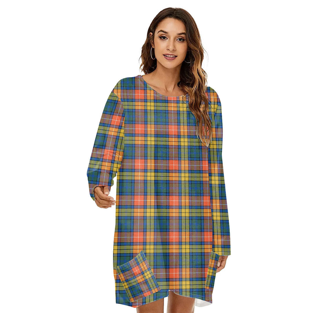 Buchanan Ancient Tartan Plaid Loose Crew Neck Dress