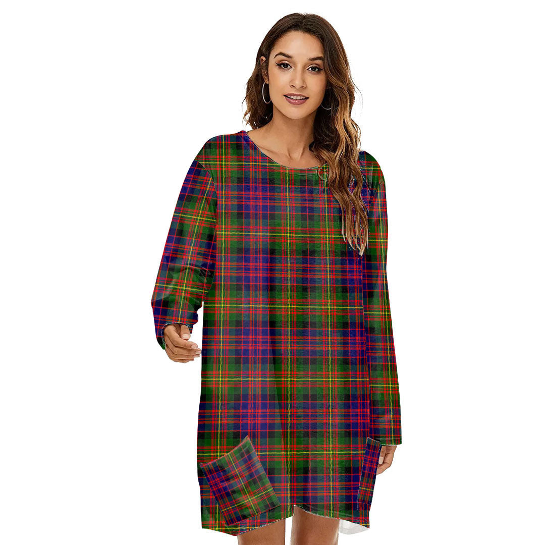 Carnegie Modern Tartan Plaid Loose Crew Neck Dress