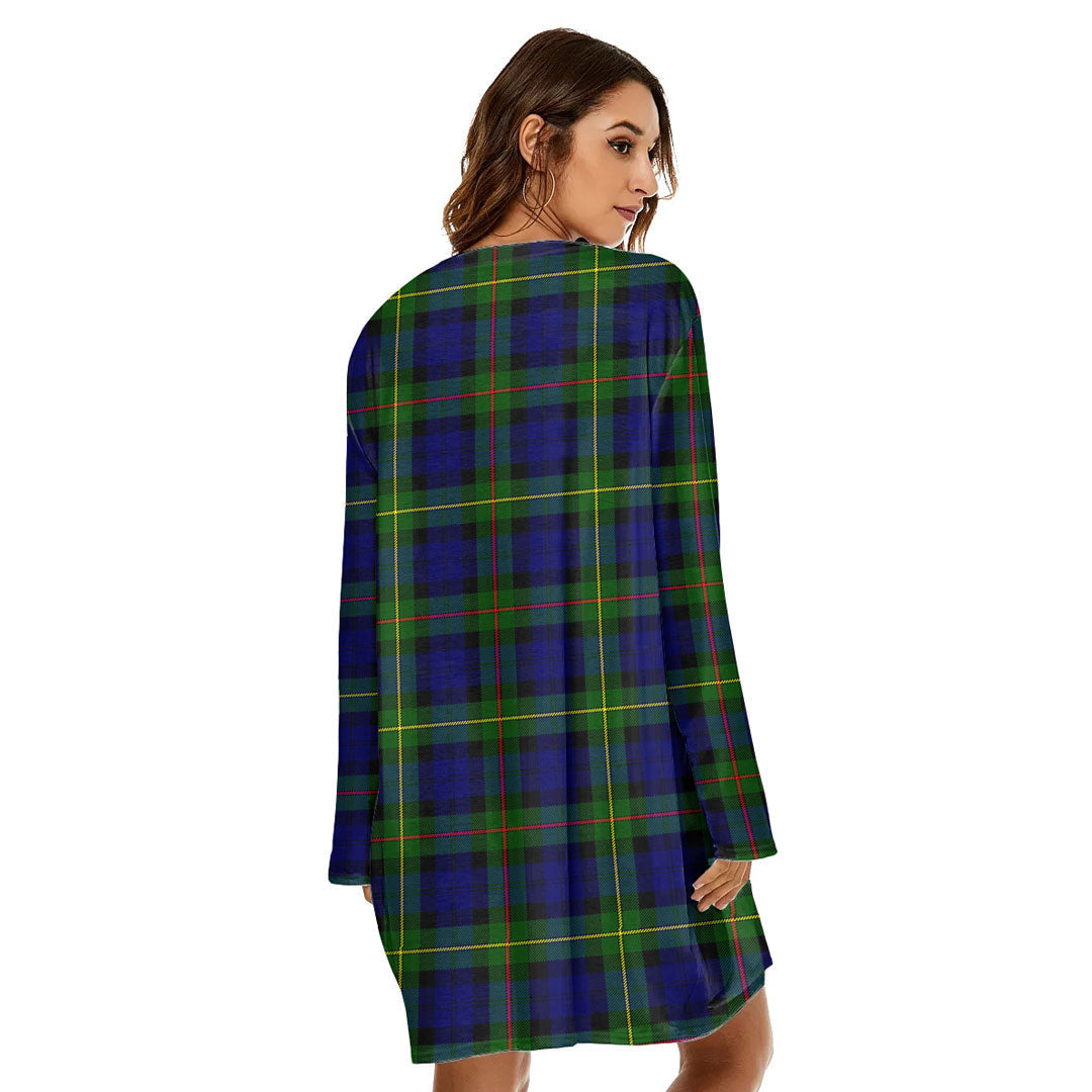 MacEwen Modern Tartan Plaid Loose Crew Neck Dress