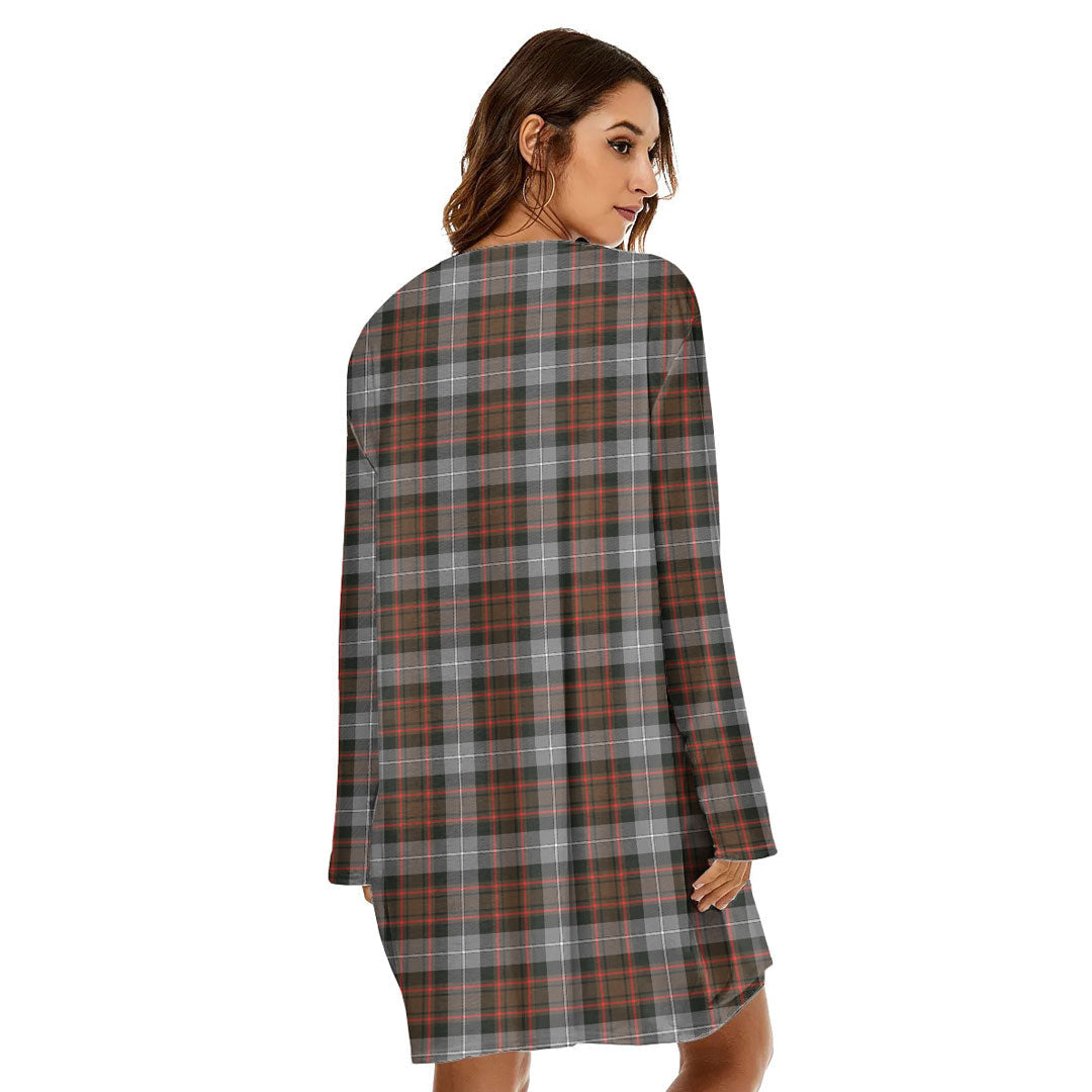 MacRae Hunting Weathered Tartan Plaid Loose Crew Neck Dress