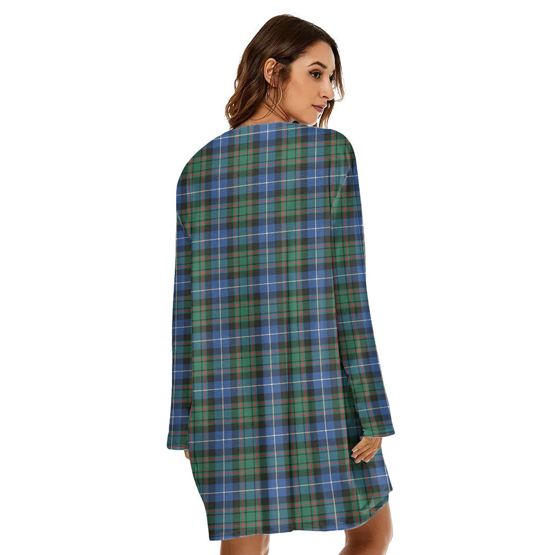 MacRae Hunting Ancient Tartan Plaid Loose Crew Neck Dress