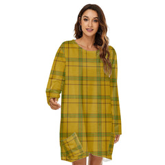 Houston Tartan Plaid Loose Crew Neck Dress