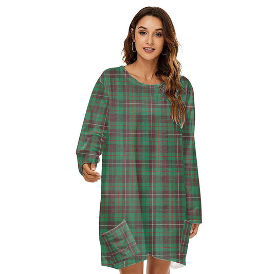 MacKinnon Hunting Ancient Tartan Plaid Loose Crew Neck Dress