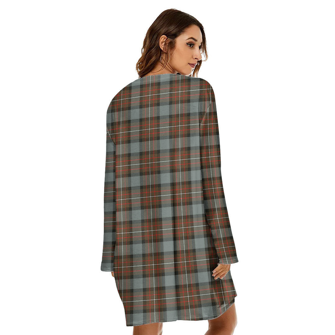 Fergusson Weathered Tartan Plaid Loose Crew Neck Dress