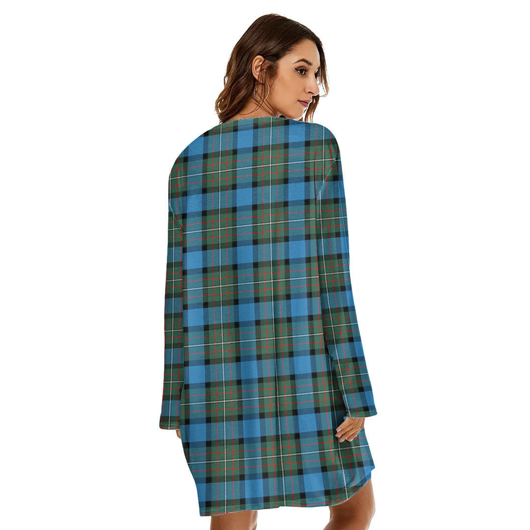 Fergusson Ancient Tartan Plaid Loose Crew Neck Dress