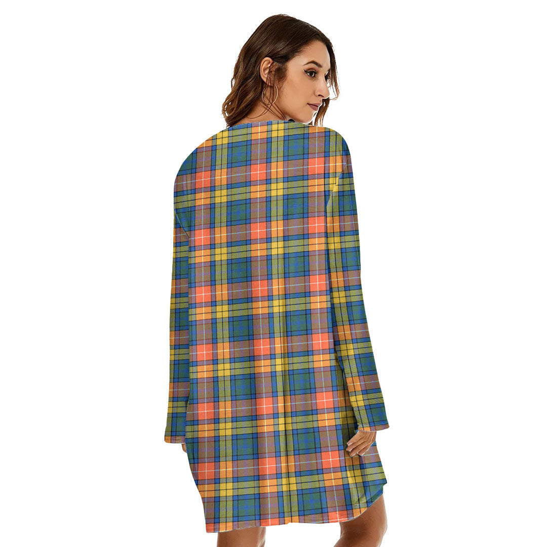 Buchanan Ancient Tartan Plaid Loose Crew Neck Dress