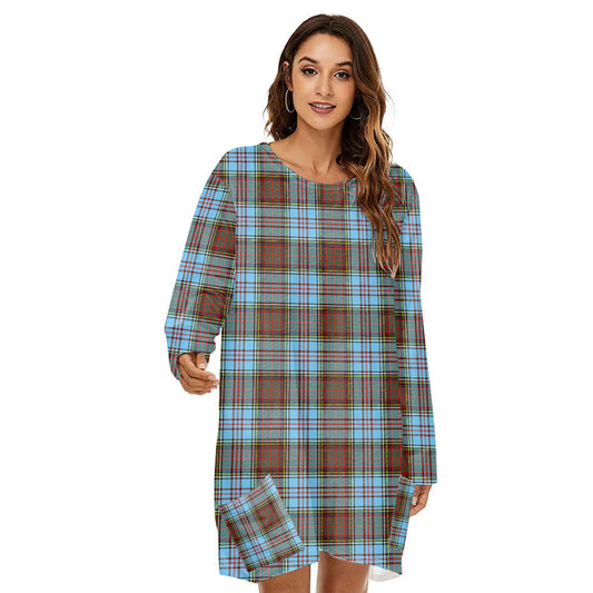 Anderson Ancient Tartan Plaid Loose Crew Neck Dress