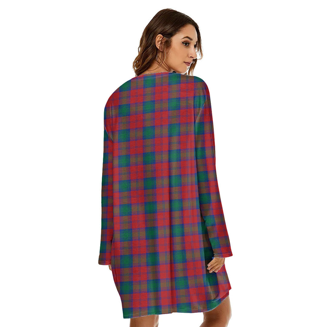 Lindsay Modern Tartan Plaid Loose Crew Neck Dress