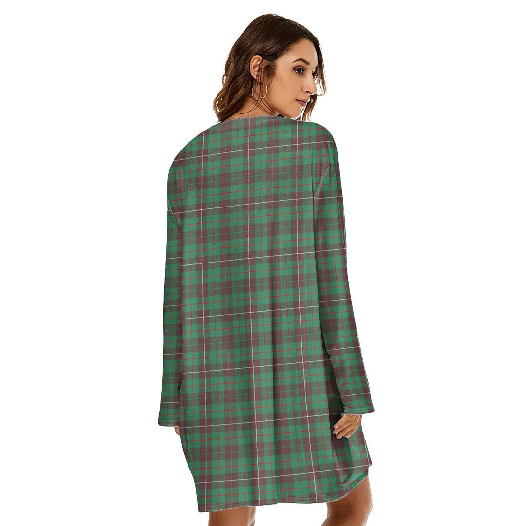 MacKinnon Hunting Ancient Tartan Plaid Loose Crew Neck Dress