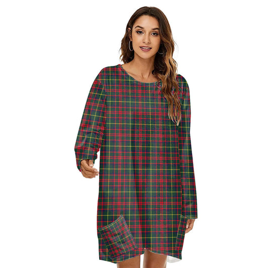 MacKintosh Hunting Modern Tartan Plaid Loose Crew Neck Dress