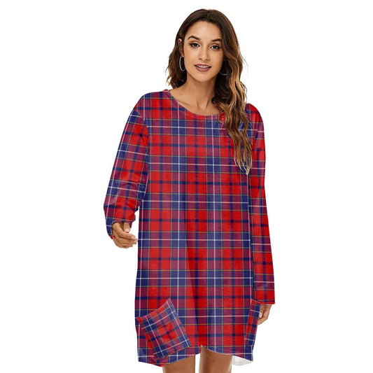 Wishart Dress Tartan Plaid Loose Crew Neck Dress