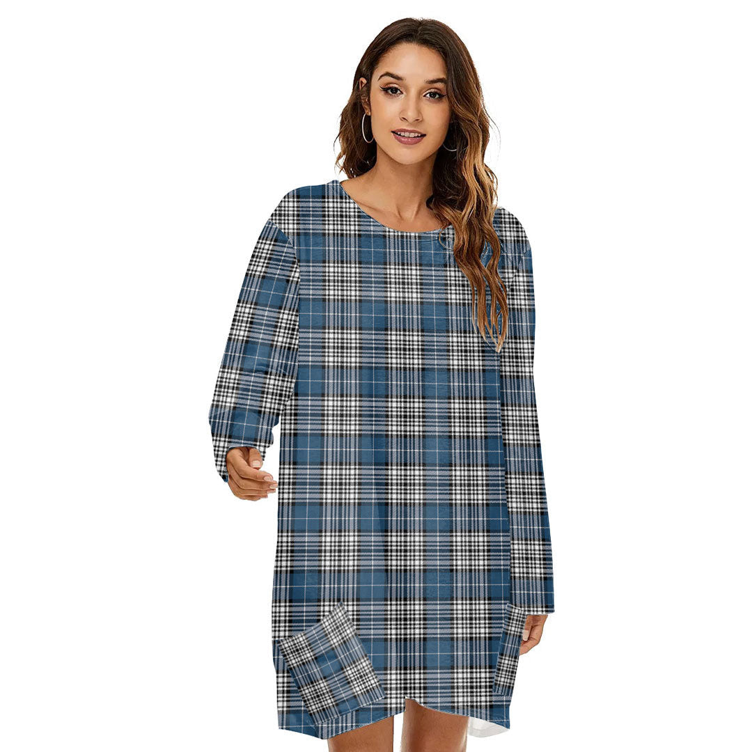 Napier Modern Tartan Plaid Loose Crew Neck Dress