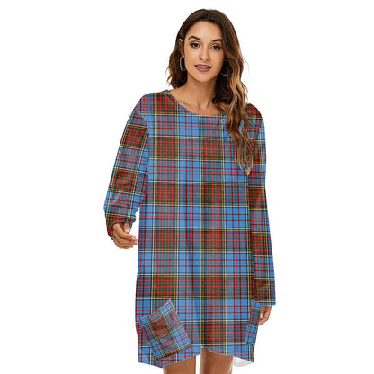 Anderson Modern Tartan Plaid Loose Crew Neck Dress