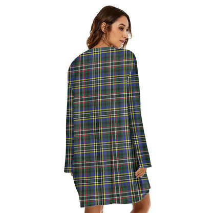 SCOTT GREEN MODERN Tartan Plaid Loose Crew Neck Dress