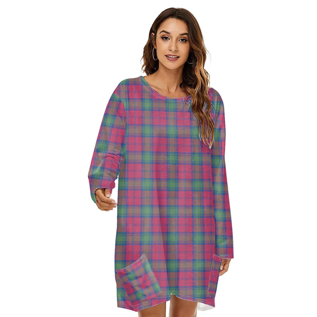 Lindsay Ancient Tartan Plaid Loose Crew Neck Dress