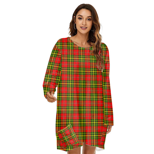 Leask Tartan Plaid Loose Crew Neck Dress