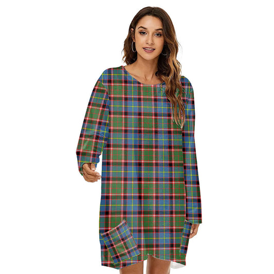 Stirling Bannockburn District Tartan Plaid Loose Crew Neck Dress