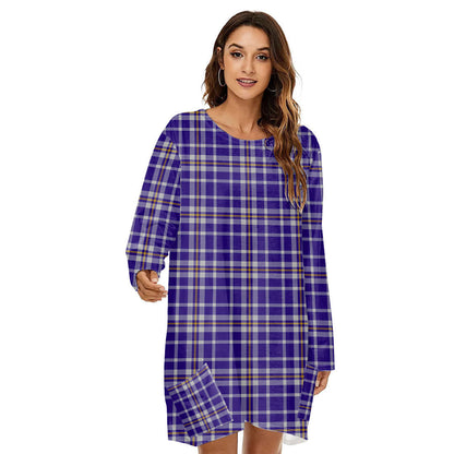 Ochterlony Tartan Plaid Loose Crew Neck Dress