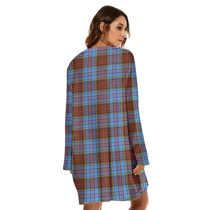 Anderson Modern Tartan Plaid Loose Crew Neck Dress