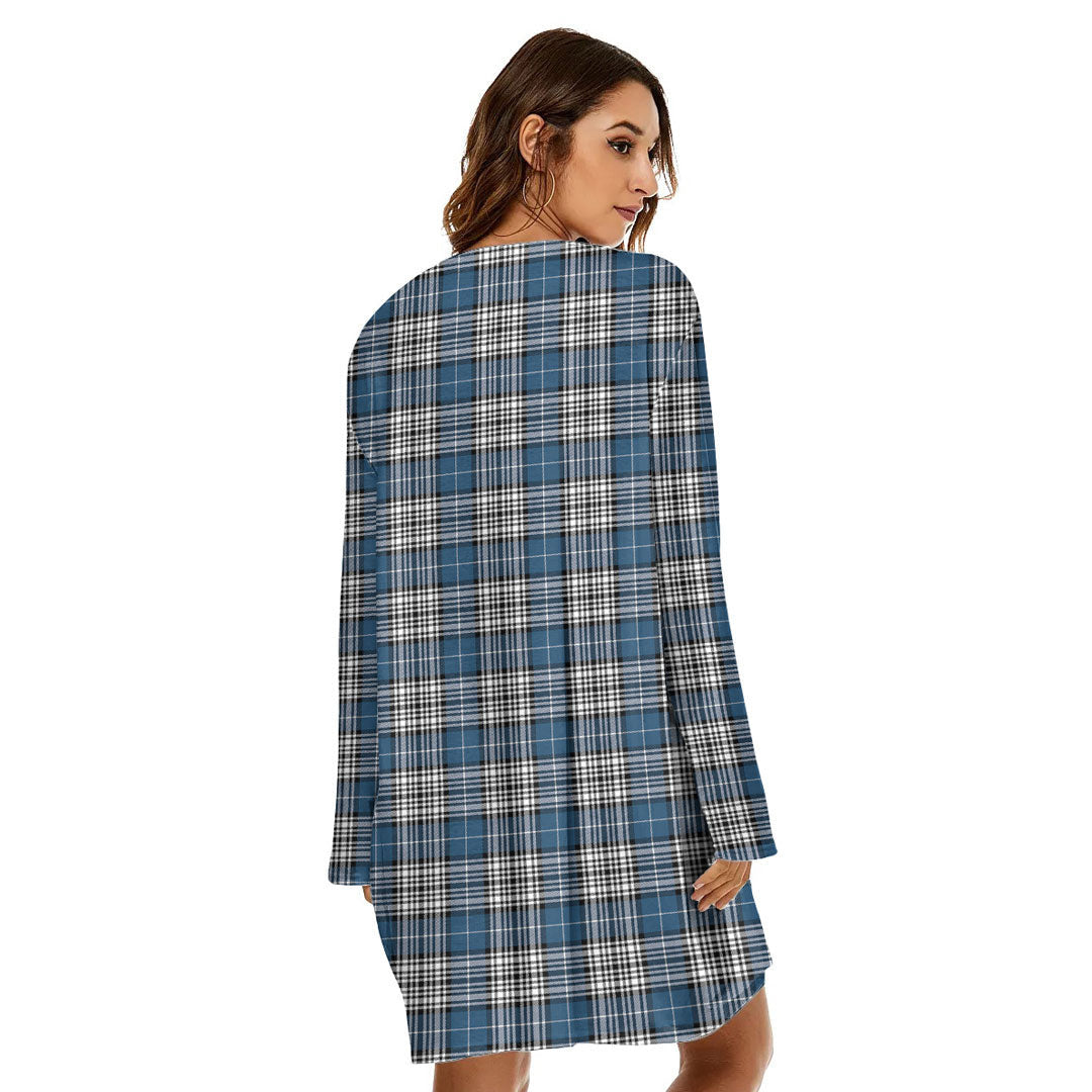 Napier Modern Tartan Plaid Loose Crew Neck Dress