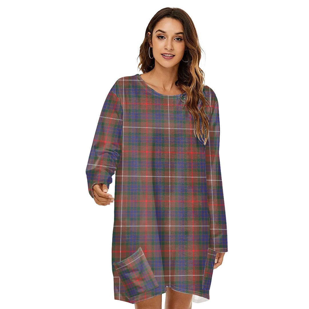 Fraser Hunting Modern Tartan Plaid Loose Crew Neck Dress