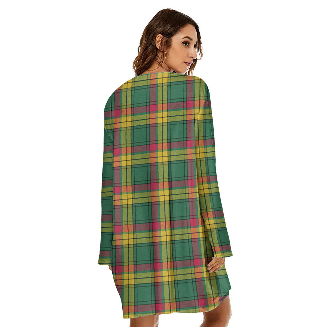 MacMillan Old Ancient Tartan Plaid Loose Crew Neck Dress