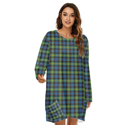 Watson Ancient Tartan Plaid Loose Crew Neck Dress