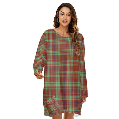 MacGillivray Hunting Ancient Tartan Plaid Loose Crew Neck Dress