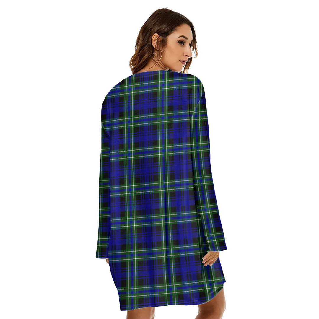 Arbuthnot Modern Tartan Plaid Loose Crew Neck Dress